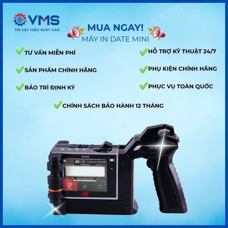 Quyền lợi khi mua máy in date mini tại VMS