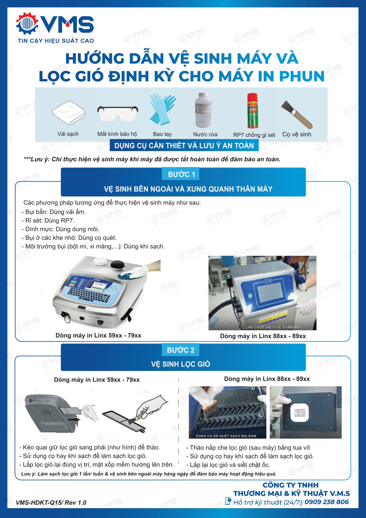 Hướng dẫn vệ sinh máy và lọc gió định kỳ cho máy in Linx
