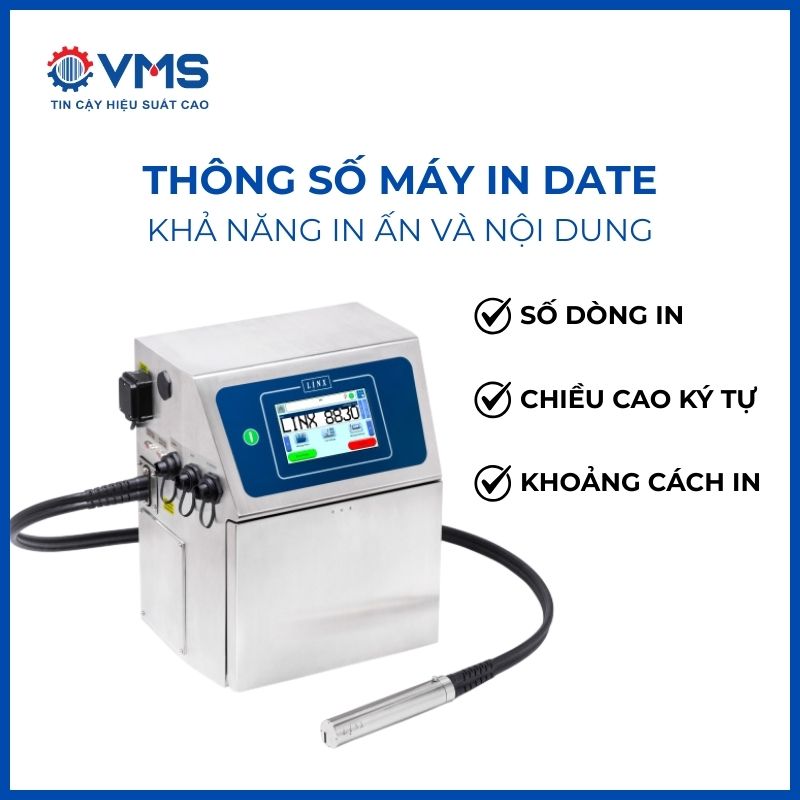 Thông số khả năng in ấn và nội dung của máy in date