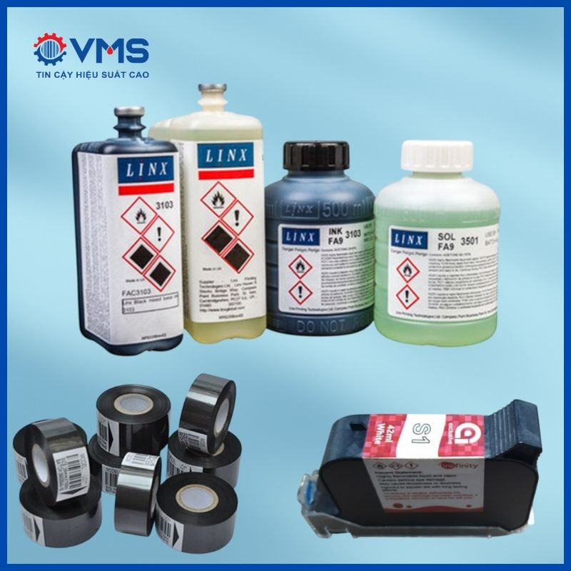 Nguyên liệu máy in date chính hãng có tem nhãn rõ ràng