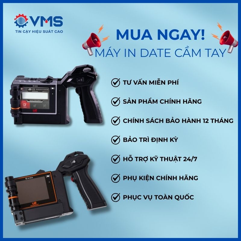 Quyền lợi khi mua máy in date cầm tay từ VMS ở Đà Nẵng