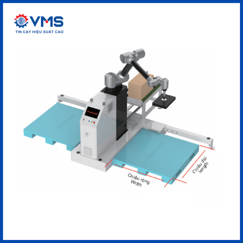 Cobot xếp hàng lên pallet tự động