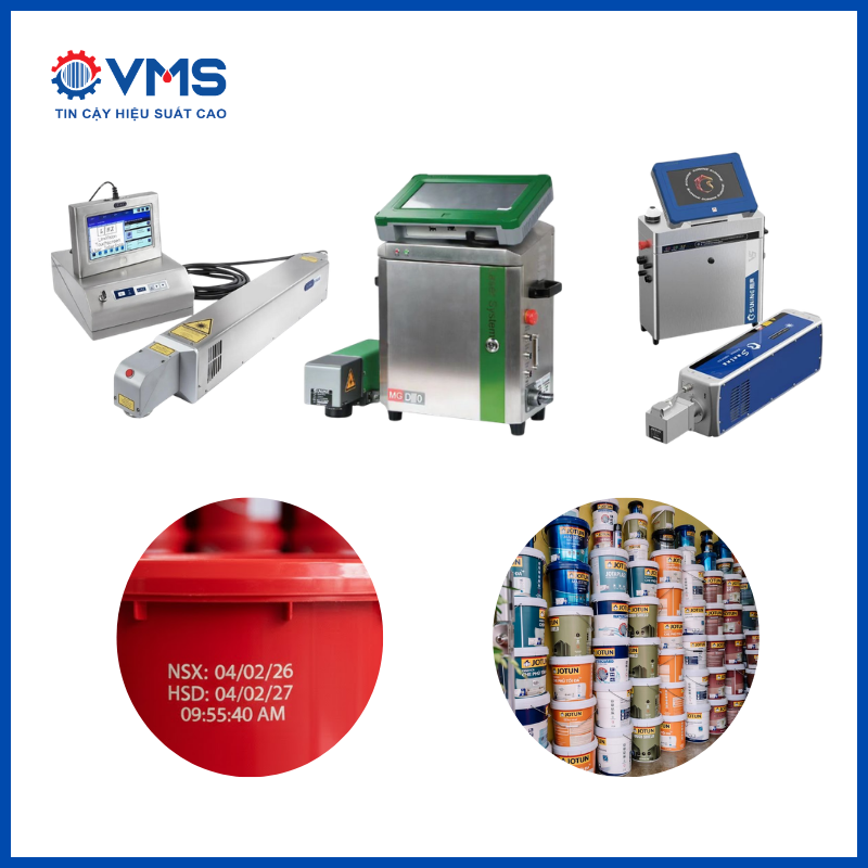 In date lên vỏ thùng sơn bằng máy khắc laser 