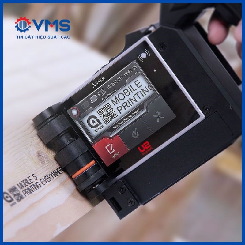 Máy in date cầm tay in lên chất liệu gỗ, ván ép 