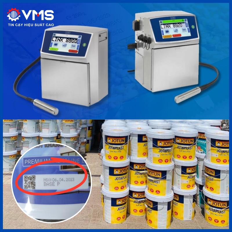 Máy in phun date lên vỏ thùng sơn