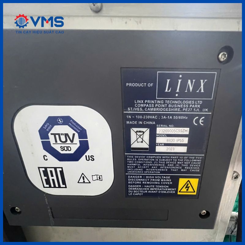 Ngoại hình và tem nhãn máy in date chính hãng Linx