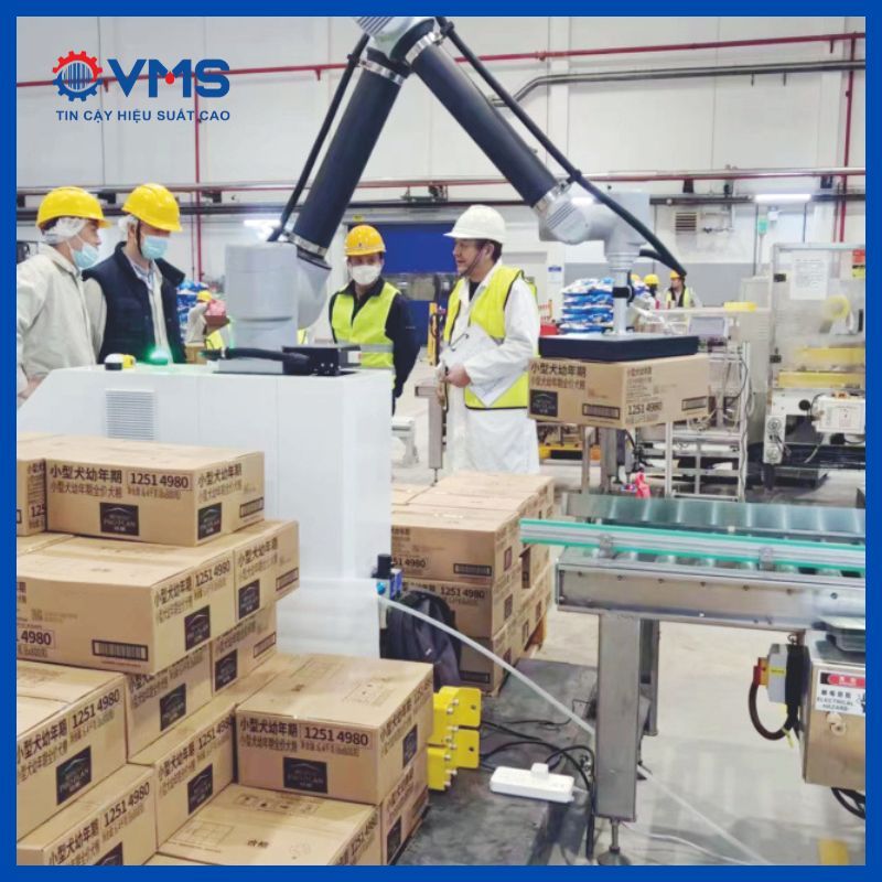 Ứng dụng robot xếp hàng lên pallet trong sản xuất