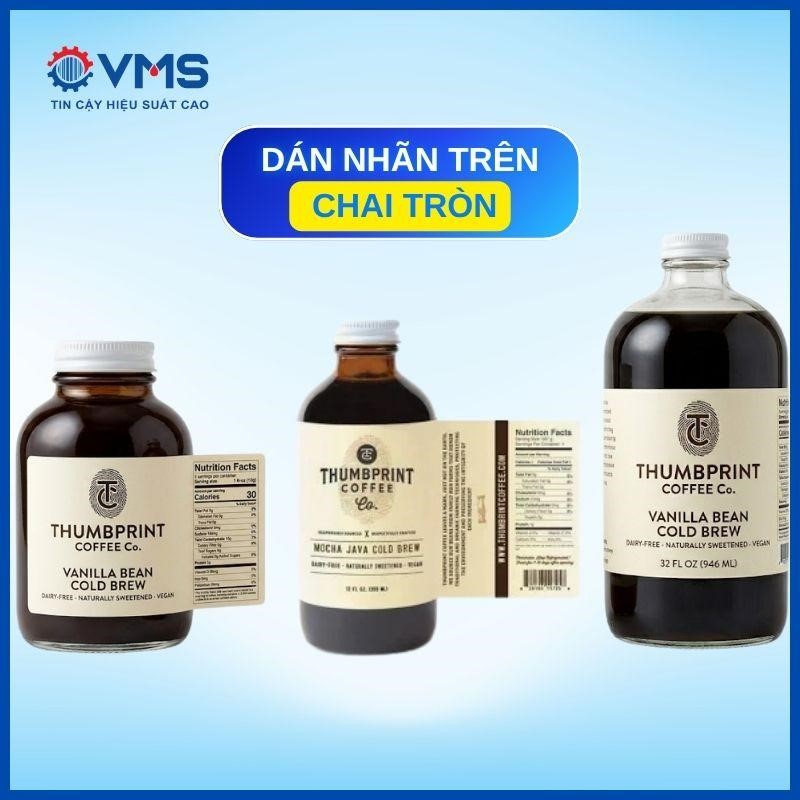 Dán nhãn lên chai tròn