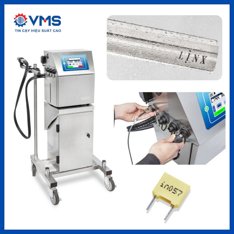 Cấu tạo máy in Linx 9830 với trạm rửa Linx SureClean®