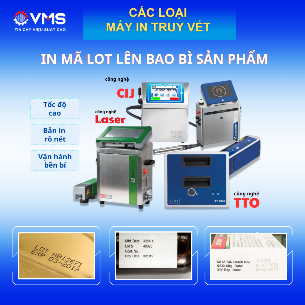 Các loại máy in mã Lot do VMS cung cấp