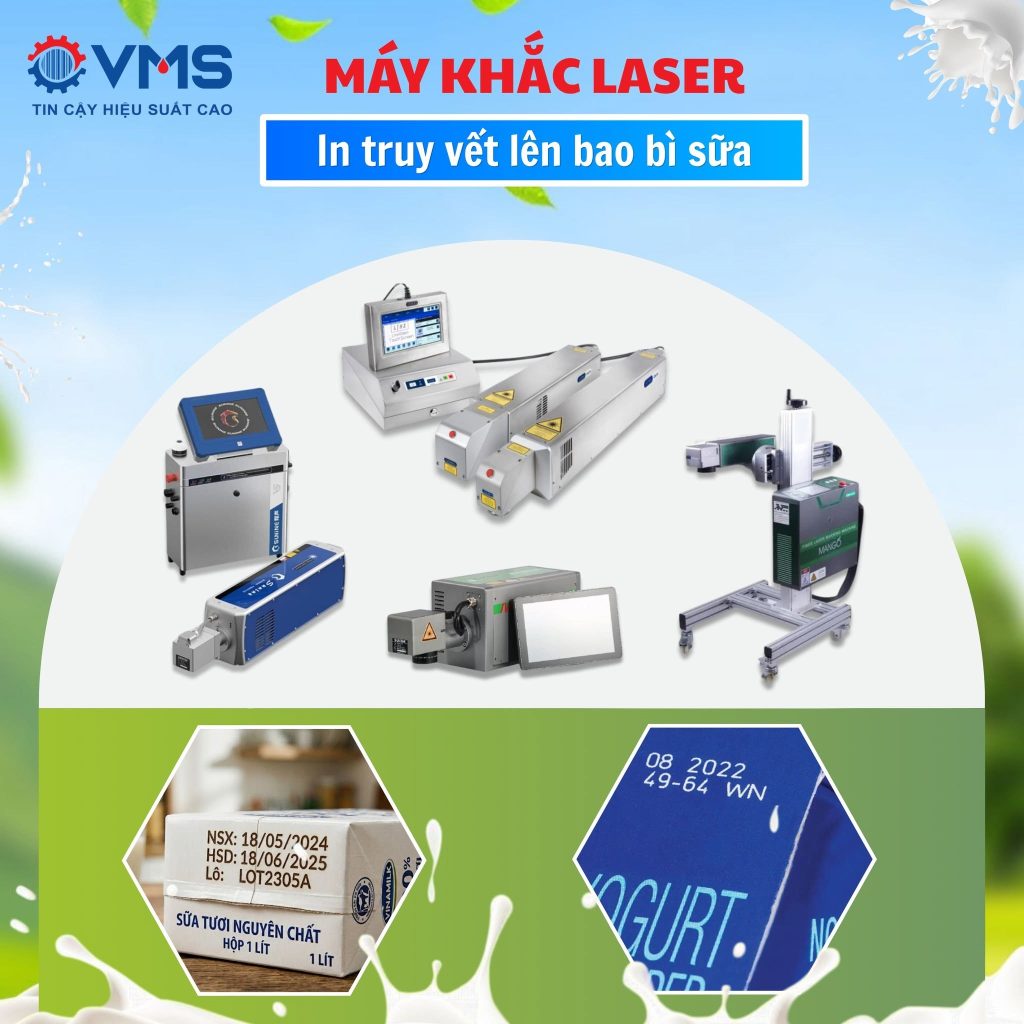 Máy khắc laser lên bao bì ngành sữa
